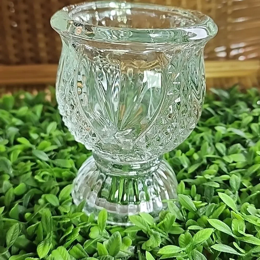Vintage 80's Tulip Shape Faceted Glass Avon Votive/Taper Candle Holder